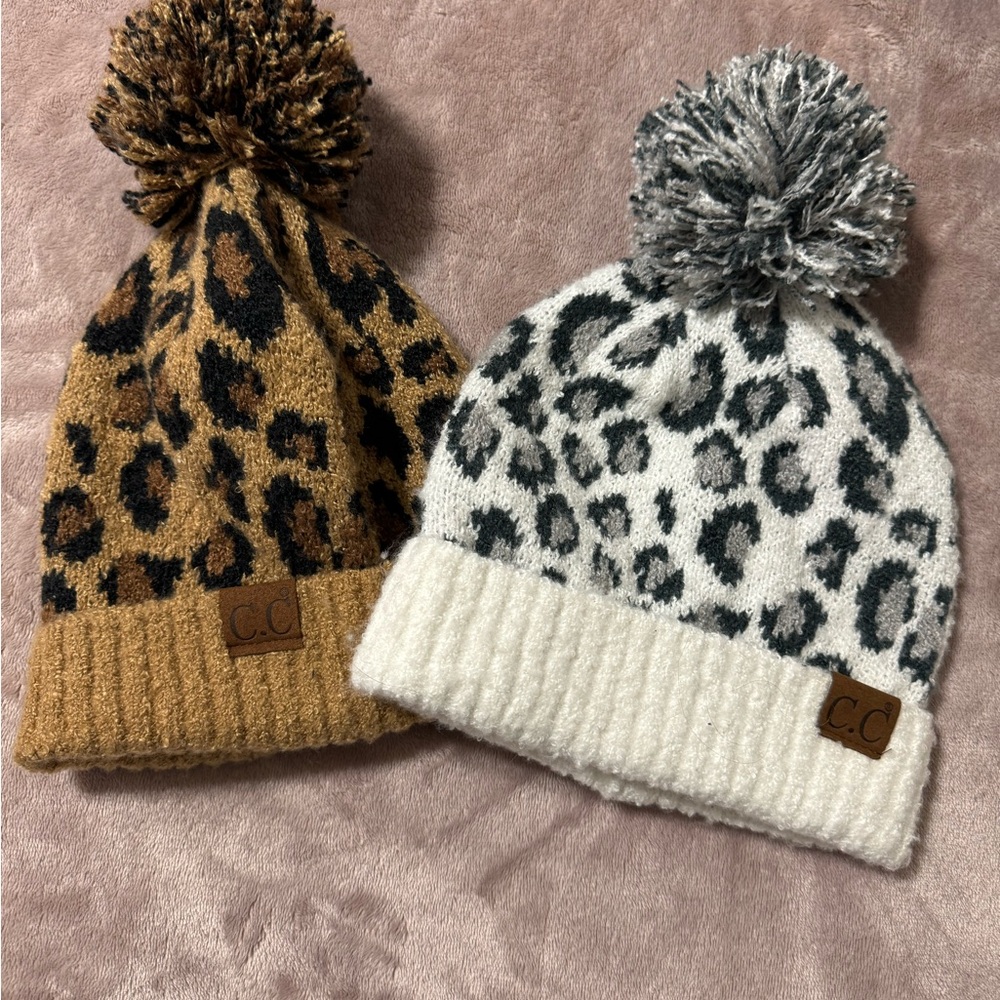 C.C Brown and Gray Hats with Animal Print Designs